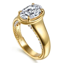 Clearance Gabriel & Co. Ettie - 14K Yellow Gold Bezel Prong Oval Diamond Engagement Ring
