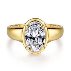 Clearance Gabriel & Co. Ettie - 14K Yellow Gold Bezel Prong Oval Diamond Engagement Ring