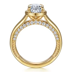 Clearance Gabriel & Co. Ettie - 14K Yellow Gold Bezel Prong Oval Diamond Engagement Ring