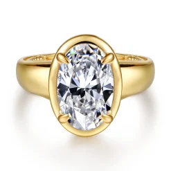 Hot Gabriel & Co. Ettie - 14K Yellow Gold Bezel Prong Oval Diamond Engagement Ring