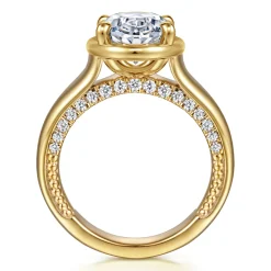 Hot Gabriel & Co. Ettie - 14K Yellow Gold Bezel Prong Oval Diamond Engagement Ring
