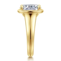 Sale Gabriel & Co. Ettie - 14K Yellow Gold Bezel Prong Elongated Cushion Diamond Engagement Ring