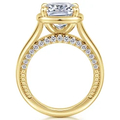 Sale Gabriel & Co. Ettie - 14K Yellow Gold Bezel Prong Elongated Cushion Diamond Engagement Ring