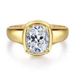 Gabriel & Co. Ettie - 14K Yellow Gold Bezel Prong Elongated Cushion Diamond Engagement Ring