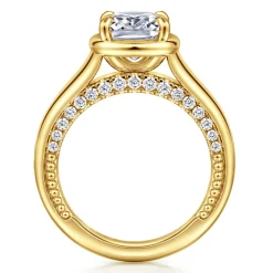 Gabriel & Co. Ettie - 14K Yellow Gold Bezel Prong Elongated Cushion Diamond Engagement Ring