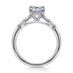 Clearance Gabriel & Co. Eva - 14K White Gold Emerald Cut Five Stone Diamond Engagement Ring