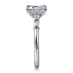 Clearance Gabriel & Co. Eva - 14K White Gold Emerald Cut Five Stone Diamond Engagement Ring