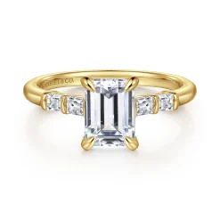 Hot Gabriel & Co. Eva - 14K Yellow Gold Emerald Cut Diamond Engagement Ring