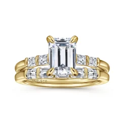 Hot Gabriel & Co. Eva - 14K Yellow Gold Emerald Cut Diamond Engagement Ring