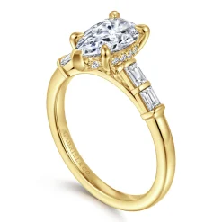 Clearance Gabriel & Co. Eva - 14K Yellow Gold Pear Shape Diamond Engagement Ring