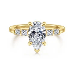 Clearance Gabriel & Co. Eva - 14K Yellow Gold Pear Shape Diamond Engagement Ring