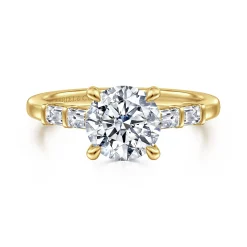 New Gabriel & Co. Eva - 14K Yellow Gold Round Diamond Engagement Ring