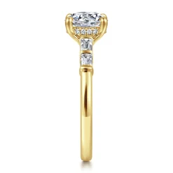 New Gabriel & Co. Eva - 14K Yellow Gold Round Diamond Engagement Ring