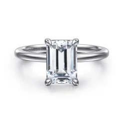 Best Gabriel & Co. Evelina - 14K White Gold Emerald Cut Solitaire Diamond Engagement Ring