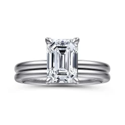 Best Gabriel & Co. Evelina - 14K White Gold Emerald Cut Solitaire Diamond Engagement Ring