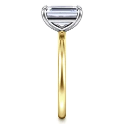 New Gabriel & Co. Evelina - 14K White-Yellow Gold Emerald Cut Solitaire Diamond Engagement Ring