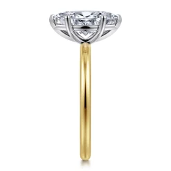 New Gabriel & Co. Evelina - 14K White-Yellow Gold Marquise Shape Solitaire Diamond Engagement Ring
