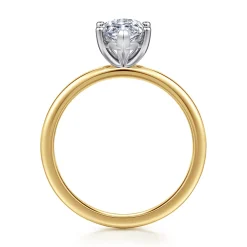New Gabriel & Co. Evelina - 14K White-Yellow Gold Marquise Shape Solitaire Diamond Engagement Ring