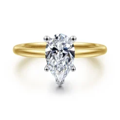 Outlet Gabriel & Co. Evelina - 14K White-Yellow Gold Pear Shape Solitaire Diamond Engagement Ring