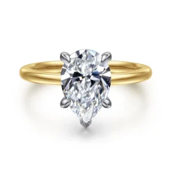 Hot Gabriel & Co. Evelina - 14K White-Yellow Gold Pear Shape Solitaire Diamond Engagement Ring