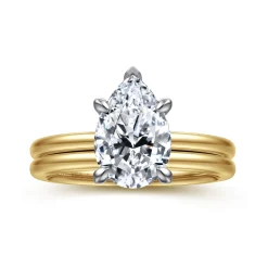 Hot Gabriel & Co. Evelina - 14K White-Yellow Gold Pear Shape Solitaire Diamond Engagement Ring