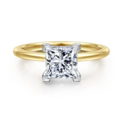 Online Gabriel & Co. Evelina - 14K White-Yellow Gold Princess Cut Solitaire Diamond Engagement Ring