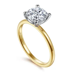 Outlet Gabriel & Co. Evelina - 14K White-Yellow Gold Round Solitaire Diamond Engagement Ring