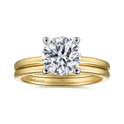 Outlet Gabriel & Co. Evelina - 14K White-Yellow Gold Round Solitaire Diamond Engagement Ring