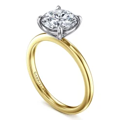 Outlet Gabriel & Co. Evelina - 14K White-Yellow Gold Round Solitaire Diamond Engagement Ring