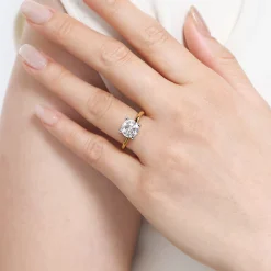 Outlet Gabriel & Co. Evelina - 14K White-Yellow Gold Round Solitaire Diamond Engagement Ring