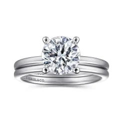 New Gabriel & Co. Evelina - Platinum Round Solitaire Diamond Engagement Ring
