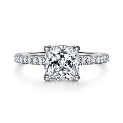 Discount Gabriel & Co. Evelyn - 14K White Gold Cushion Cut Diamond Engagement Ring