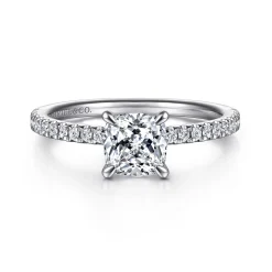 Clearance Gabriel & Co. Evelyn - 14K White Gold Cushion Cut Diamond Engagement Ring