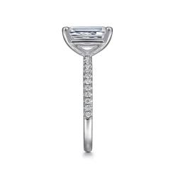 Best Gabriel & Co. Evelyn - 14K White Gold Emerald Cut Diamond Engagement Ring
