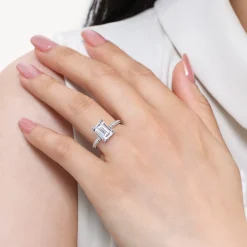 Best Gabriel & Co. Evelyn - 14K White Gold Emerald Cut Diamond Engagement Ring