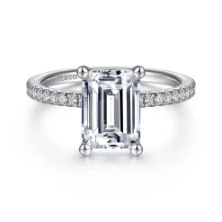 Best Gabriel & Co. Evelyn - 14K White Gold Emerald Cut Diamond Engagement Ring