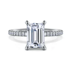 Best Gabriel & Co. Evelyn - 14K White Gold Emerald Cut Diamond Engagement Ring