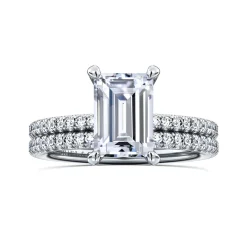 Best Gabriel & Co. Evelyn - 14K White Gold Emerald Cut Diamond Engagement Ring