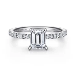 Sale Gabriel & Co. Evelyn - 14K White Gold Emerald Cut Diamond Engagement Ring