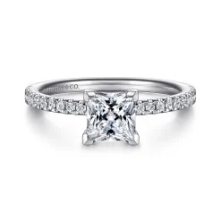 Hot Gabriel & Co. Evelyn - 14K White Gold Princess Cut Diamond Engagement Ring
