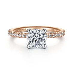 Sale Gabriel & Co. Evelyn - 14K White-Rose Gold Round Diamond Engagement Ring