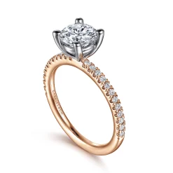 Sale Gabriel & Co. Evelyn - 14K White-Rose Gold Round Diamond Engagement Ring