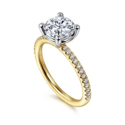 Sale Gabriel & Co. Evelyn - 14K White-Yellow Gold Round Diamond Engagement Ring