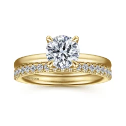 Clearance Gabriel & Co. Evelynn - 14K Yellow Gold Round Solitaire Diamond Engagement Ring