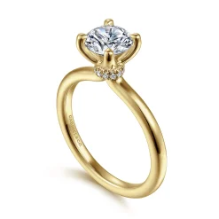Clearance Gabriel & Co. Evelynn - 14K Yellow Gold Round Solitaire Diamond Engagement Ring