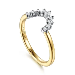 Clearance Gabriel & Co. Everelle - 14K White-Yellow Gold Prong Setting Diamond Anniversary Band - 0.2 ct