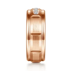 Discount Gabriel & Co. Everett - 14K Rose Gold Diamond Men's Wedding Ring in Satin Finish