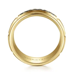 Online Gabriel & Co. Everett - 14K Yellow Gold Black Diamond Men's Wedding Ring in Satin Finish