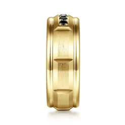 Online Gabriel & Co. Everett - 14K Yellow Gold Black Diamond Men's Wedding Ring in Satin Finish