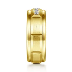 Best Gabriel & Co. Everett - 14K Yellow Gold Diamond Men's Wedding Ring in Satin Finish